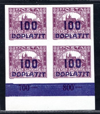 DL 27, doplatní, krajový 4 blok 100/1000 fialová s počítadly a ochranou lištou 