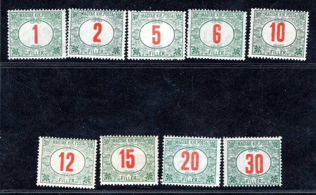 Maďarsko - Mi. P 36 - 44, doplatní červená čísla, 5 f (*),  kompletní řada, hledané