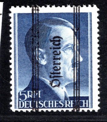 Rakousko - Mi. 696 II A, přetisk na A.H. 5 RM modrá, sign.