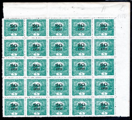 SO 3 A ; 5 h rohový blok ( vrása) 5 h modrozelená obsahující 2 x spojené příčkové typy ZP 7 a 10 / TD IV 