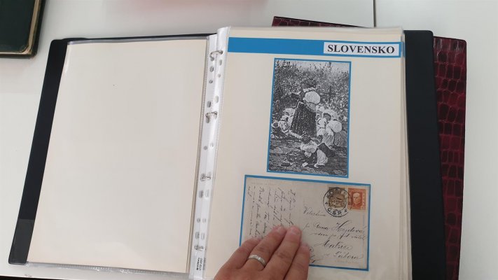 Slovenská razítka - perfektně zpracovaná sbírka ve dvou albech - použití slovenských razítek -  obsahuje i předznámkové dopisy  i z 18 století - velmi pěkné -  nafoceno ! 