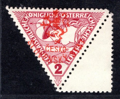 RV 64 KN  ; Hlubocké vydání ( Mareš) , červený přetisk, 2 h trojúhelník s kuponem vpravo, zkoušeno Mrňák, Mareš - řídký výskyt ! 