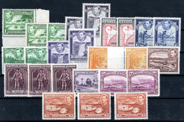 Brit. Guiana - SG. 308 - 19, kompletní Jiří, převrácené 312 a, 375 L  bez 317 a
