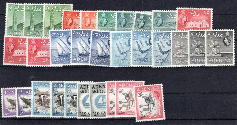 Aden - SG. 48 - 72, včetně a, b, barvy, perforace, Alžběta, 300 L