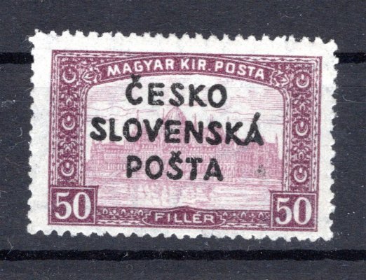 RV 159, Šrobárův přetisk, Parlament, fialová 50 f, náklad II  zk. Mrňák