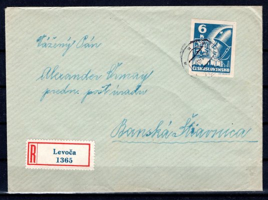 356 ;  dopis vyplacený 356 - 6 K modrá, razítko Levača - 7.6.45 