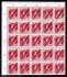 119, Karel, levý horní rohový 25 ti blok s počítadly, červená 10 f, spojené typy přetisků