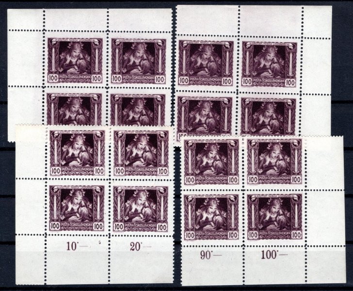 31 B ; 100h fialová  rohová miniatura 4- bloky s DZ 5 