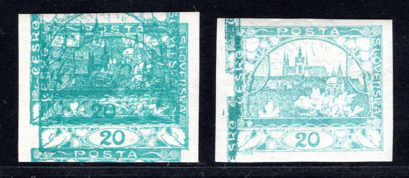 8 ; 20 modrozelená ; 2 kusy úplný a částečný dvojitý tisk 