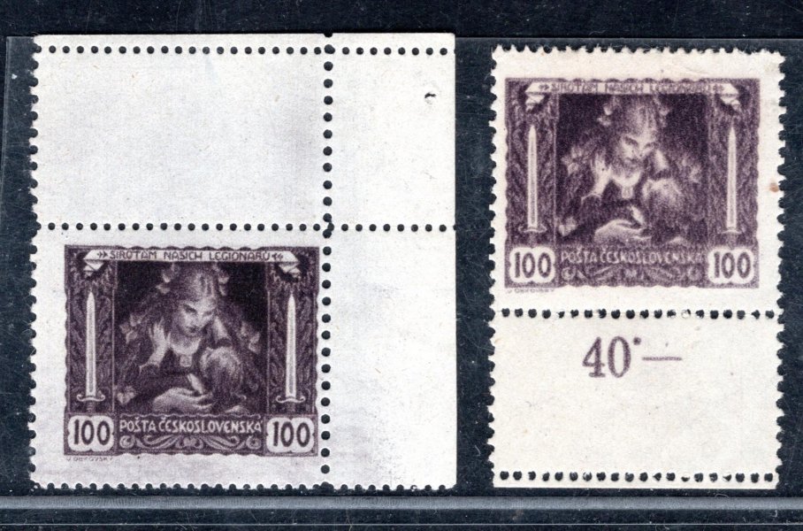 31 B ; 2 x 100 h fialová - rohový a krajový kus s dvojitou perforací 