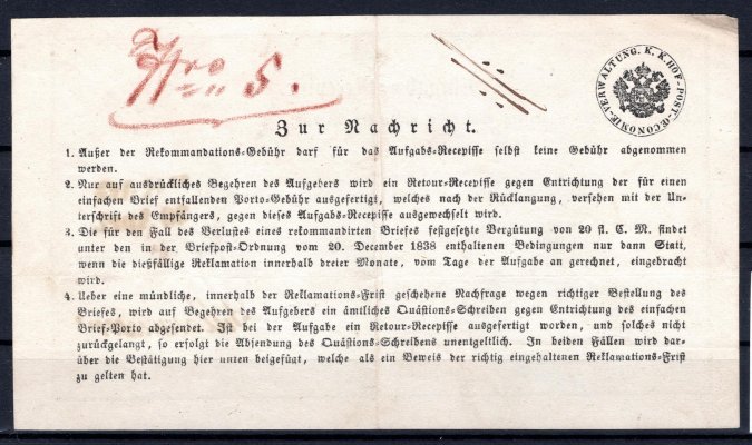 Recepis z roku 1852 ; s razítkem Prag 