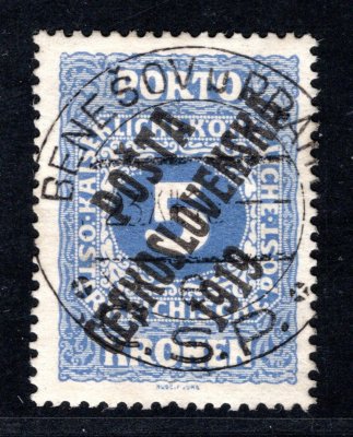 81, typ II, doplatní, malá čísla, modrá 5 K, razítko Benešov