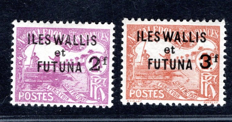 Wallis et Futuna - Mi. p 9 - 10,  přetisk na známkách Nové Kaledonie, velmi hezká řada