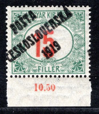 137, typ IV,  doplatní červená čísla, krajová s počítadlem, 15 f, zk. Ma