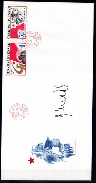 2738 - 9, FDC s originálním podpisem prezidenta " Husáka ", ojedinělé