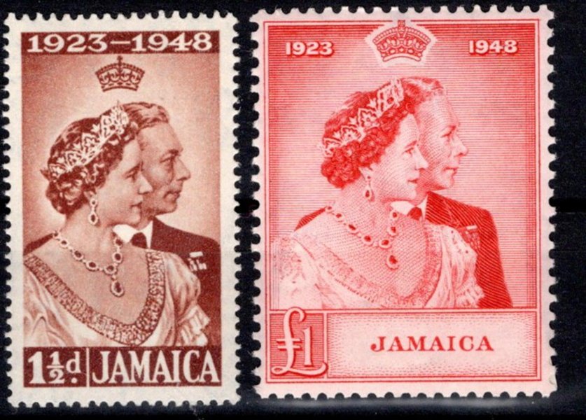 Jamaica - SG. 143 - 4, Alžběta, stříbrná svatba