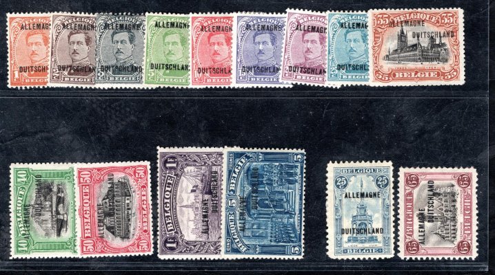 Belgická vojenská pošta v Porýní - M. 1 - 13,(bez 12, 14), 15 - 17,  belgické  výplatní s přetiskem
