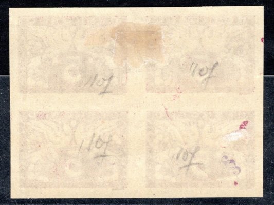ZT 2 ; 5 h fialová ; 4- blok na známkovém papíru s lepem 