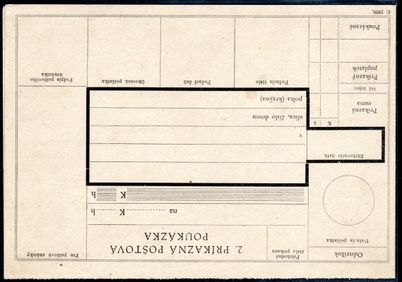 Příkazný arch CPH 1, 1939, první příkazný arch s letopočtem C 1939 v levém dolním rohu, náklad pouze 1000 kusů , kat. cena 300 euro , dobrá kvalita 