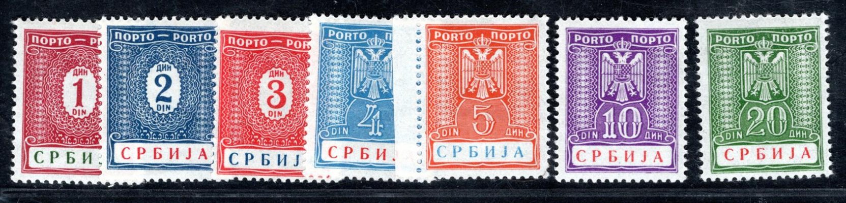 Srbsko - Mi. D 9 - 15, doplatní, kompletní  řada, hledané