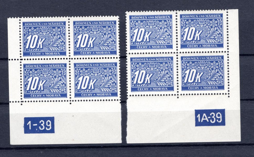 DL 13 ; 10 koruna dva 4 - bloky s Dč 1 Lx, 1A Py 