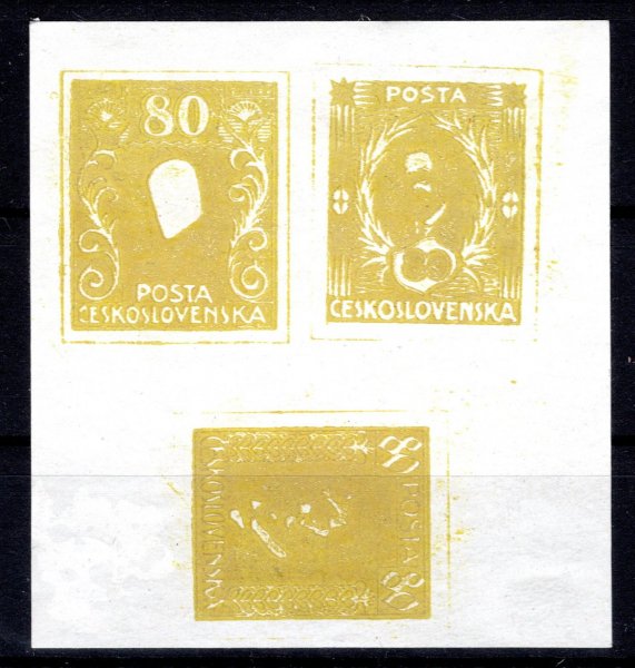 Nepřijaté návrhy s tiskem T.G.Masaryk + Pošta Československá ve výrazné žluté barvě ! obchodní značka 