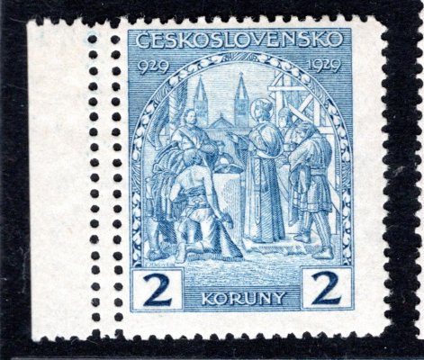 245, sv. Václav, krajová 2 Kč modrá s dvojitou perforací, zk. Beneš