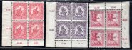 96 - 98 ; 4 bloky rohové  -  Válečné  Madarské Michel 183 - 185   - předběžné  známky  pro PČ 1919 ( Pofis 96 - 98 ) 