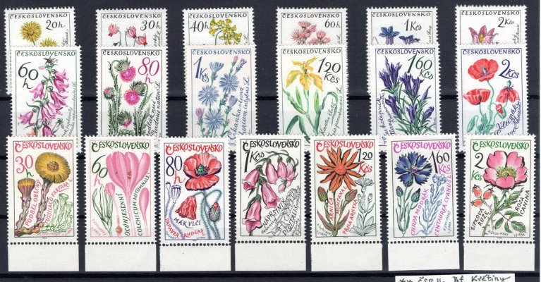 1148-53, 1377-82, 1489-95, květiny, kompletní řady