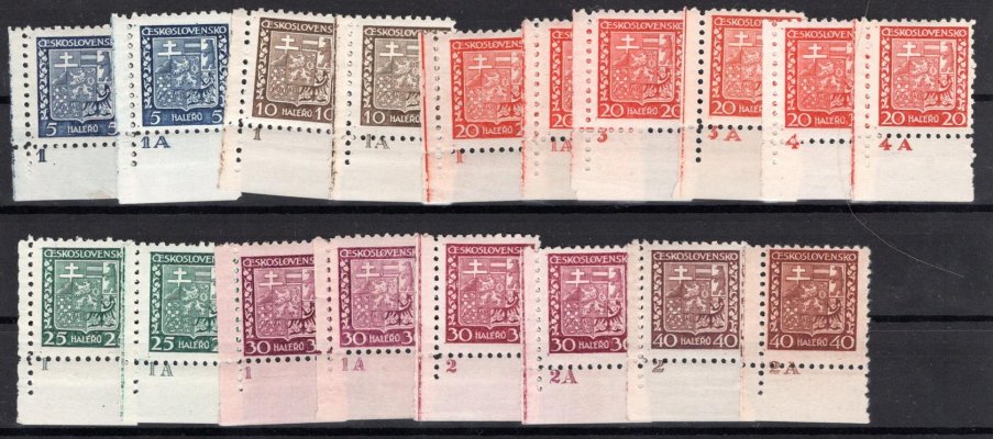 248 - 53, státní znak, sestava základních rohových známek s DČ