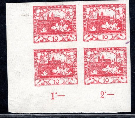 5, levý dolní rohový 4 blok s počítadly,  červená 10 h, nedotisk vlevo na ZP 91