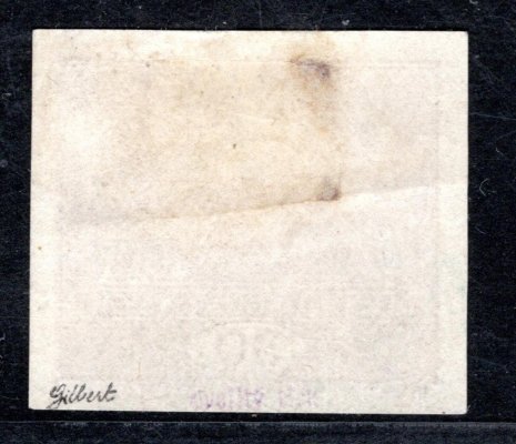 13 N,  dvojitý tisk, vodorovná vrása, fialová 30 h, nečistoty na známce - zkoušeno Gilbert 