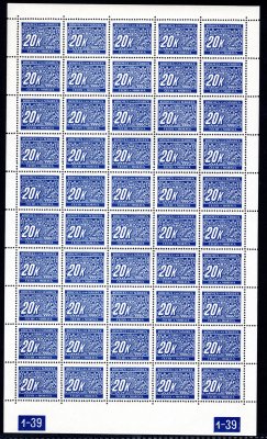 DL 14, PA (50), modrá 20 Kč,  DČ 1-39, x-x, hledané, katalog cenu pro tuto variantu neuvádí