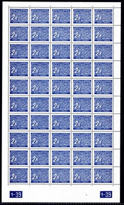 DL 11,  PA (50), modrá 2 K,  DČ 1-39, y-x, hledané, katalog pro tuto variantu cenu neuvádí