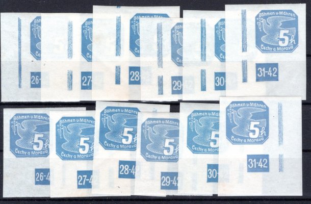 NV 2, novinové, L + P, dolní rohové 4 bloky s DČ 26-42/31-42,  modrá 5 h