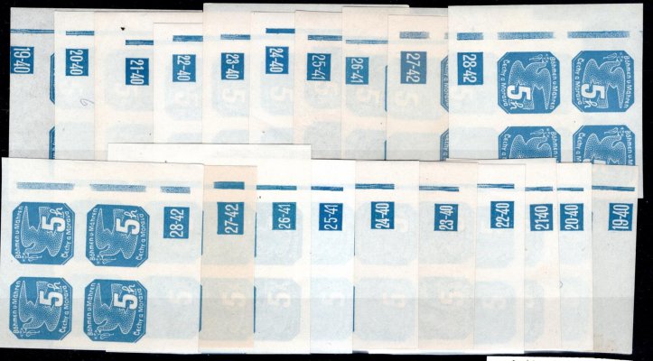 NV 2, novinové, L + P, dolní rohové 4 bloky s DČ  32-42/36-42, modrá 5 h,  kat. 2000