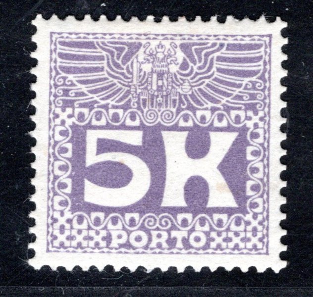 Rakousko, Mi. P 45, doplatní, fialová 5 K