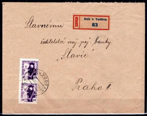 R, dopis vyplacený 2 x 162, Husita, na zadní straně Pofis č. 4A,c a 162, razítko Dub u Vodňan, 30.8.20