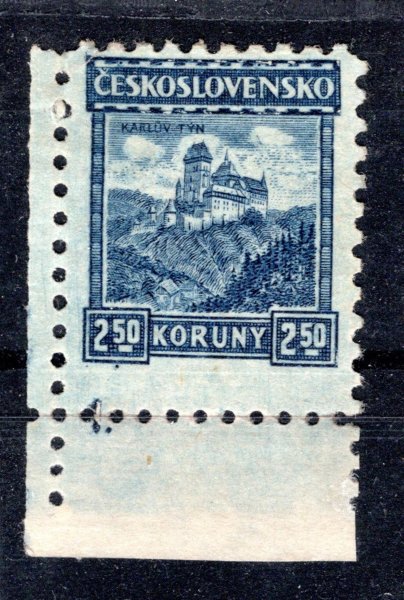 215 P 6, Karlštejn, modrá 2,50, rohová s DČ 1