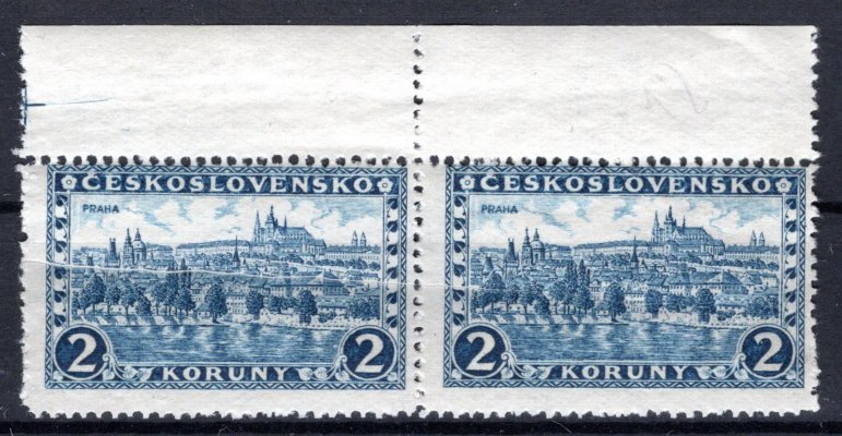 229 ; 2 kč Praha - krajová dvoupáska se složkou na okraji protažený rozměřovací křížek 