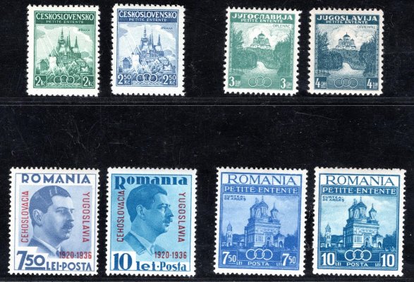 320 - 321 ; Malá dohoda - společné vydání známek ČSR, Rumunska a Jugoslávie 