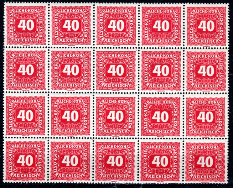 78 Pofis ; 40 h malé číslo ( Michel P 53) 20 - ti blok 