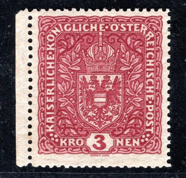 49 IIa ; 3 koruna široká s levým okrajem - krajový kus Michel 201 II 