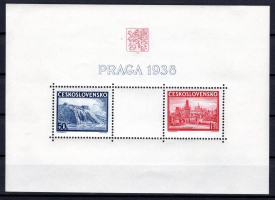 342 - 3 A, VV, Praga 38, posun tisku červené vůči modré směrem nahoru, zajímavé