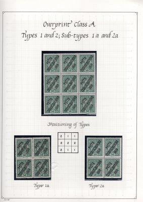 43 ; 50 h zelená sestava   na albovém listu - obsahující 9 - ti blok spojené typy + 2 x 4  blok s podtypem 43 Ia + 43 IIa - zkoušeno Karásek -  43 STA + 43 STB 