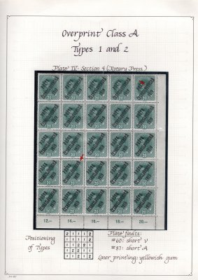 39 ; 20 h modrozelná na popsaném albovém listě, rohový pravá dpodní 25 - ti blok s počítadly - obsahující vady přetisku 