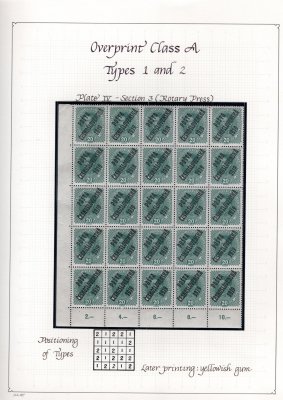 39 ; 20 h modrozelená na popsaném albovém listě, rohový levý spodní 25 - ti blok s počítadly - obsahující vady přetisku 
