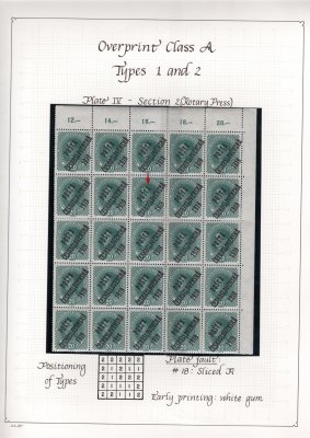 39 ; 20 h modrozelená na popsaném albovém listě, rohový pravý horní  25 - ti blok s počítadly s dezkovou značkou   - obsahující vady přetisku 