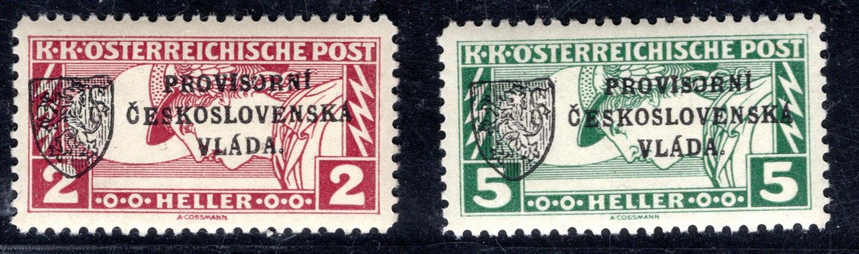 RV 20 - RV 21 ; 2 h a 5 H spěšné, I. Pražský Přetisk  - malý znak 