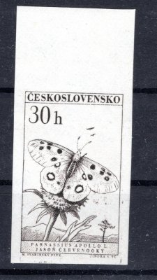 1219 ZT, krajový, nezoubkovaný černošedý na známkovém papíru s lepem, zk. Gi